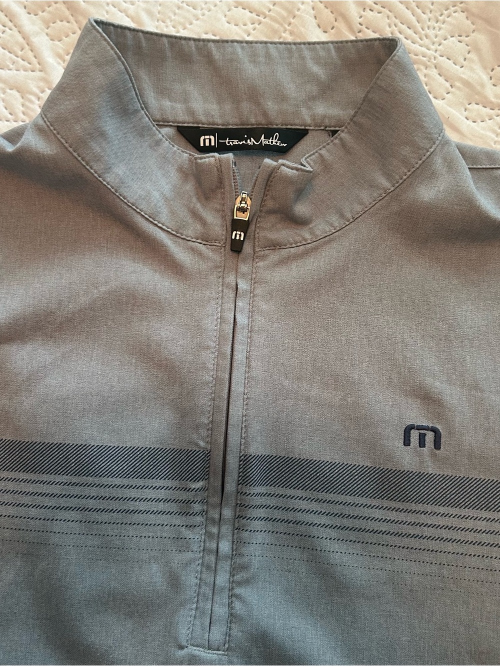 Travis Mathew Men's Light Gray Quarter-Zip Shirt Jacket